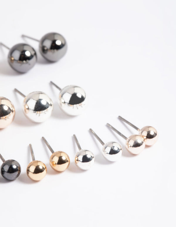 Brushed Stainless Steel Ball Stud Earrings Alara Jewelry | Bozeman, Montana